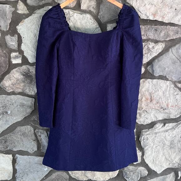 NEW Sz 2 Lilly Pulitzer Ivanna Long Sleeve Navy Caliente Pucker Jacquard Romper - Picture 4 of 11